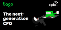 black image with Sage and CPiO logo and text the next generation CFO