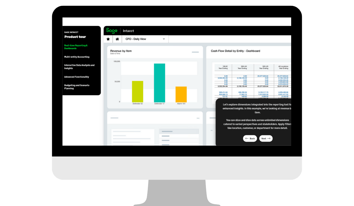 sage intacct product tour screen