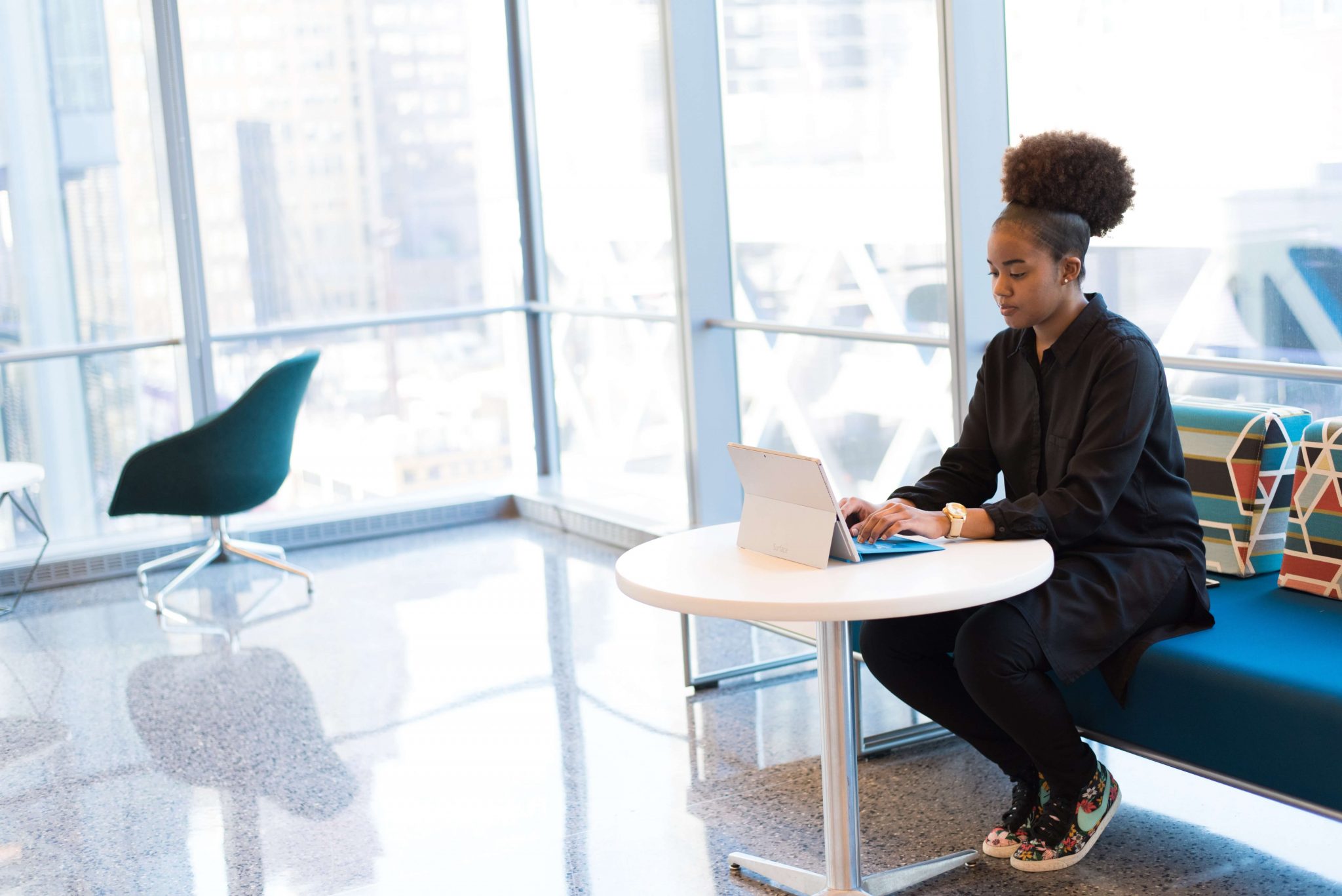 Lady Typing at Laptop