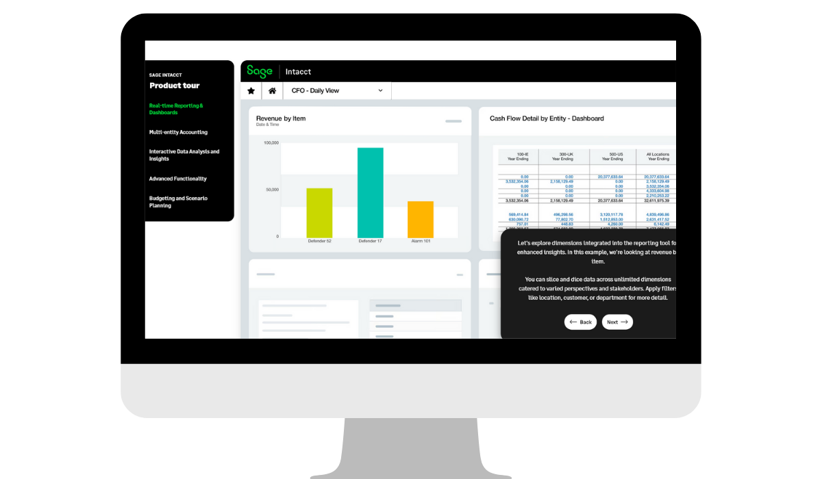 sage intacct product tour screen
