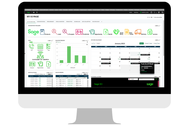 sage x3 dashboard